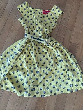 Sunny Sundays Yellow Polka Dot Fit & Flare Dress Samantha sung